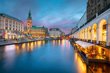 Wall Mural - Hamburg, Germany. Cityscape image of Hamburg downtown with City Hall during sunset.