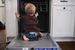 © Kelly Knox/Stocksy - toddler inspecting the dishwasher