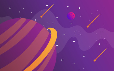 Wall Mural - horizontal space background with abstract shape and planets. web design. space exploring. vector ill