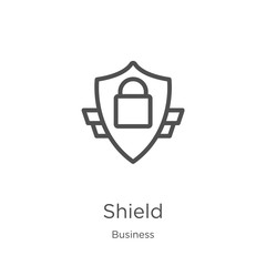 shield icon vector from business collection. Thin line shield outline icon vector illustration. Outline, thin line shield icon for website design and mobile, app development.