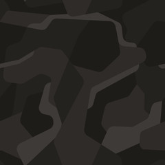 Poster - Camouflage black, dark gray and cray colours seamless pattern. Vector illustration.