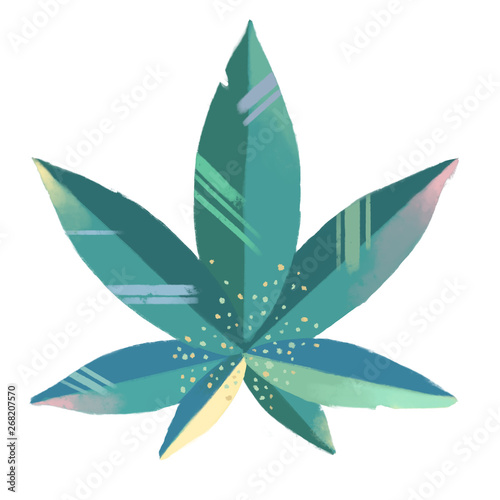 Fotografía Cute colourful marijuana leaf in a primitivism style or a style of children’s bo