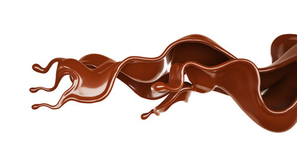 A splash of chocolate. 3d illustration, 3d rendering.