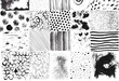 Graphic elements drawn with ink. Black-and-white graphics for design. Set of hand drawn design elements. Collection of black ink abstract textures, isolated