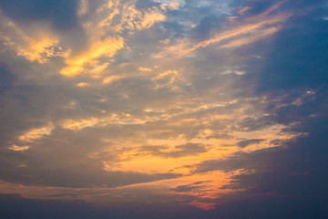 Wall Mural - Twilight sky background. Colorful Sunset sky and cloud.vivid sky in twilight time background.Fiery orange sunset sky. Beautiful