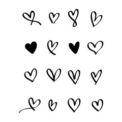Wall Mural - collection of illustrated heart icons