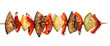 Grilled vegetable kebab on skewer with tomato, pepper, zucchini, squash and eggplant on white background, isolated food.