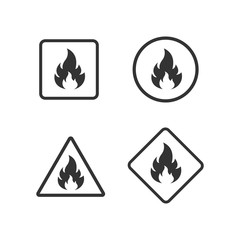 Fire Warning Dangerous flame attention icon. Flammable danger symbol, filled flat sign, solid pictogram, isolated on white. Exclamation mark triangle symbol, logo. Attracting security first sign.