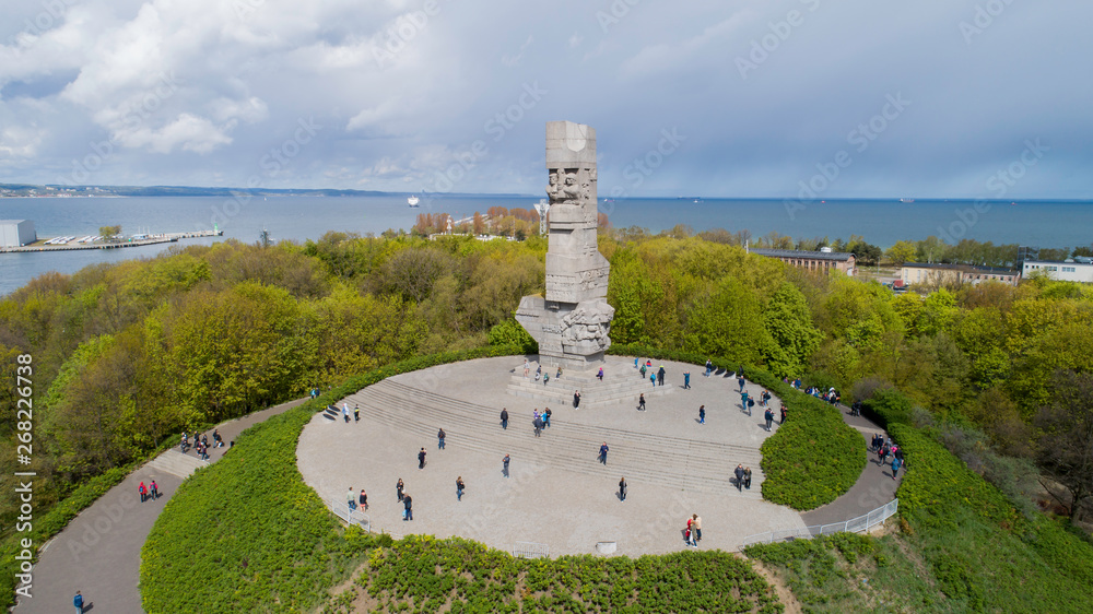 Pomnik Westerplatte ku pamięci polskich obrońców z lotu ptaka - obrazy, fototapety, plakaty 