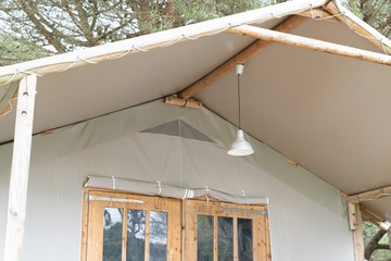 Glamping cabin Canvas safari tent detail roof