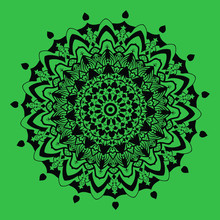 Green Black Hand Drawing Mandala