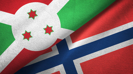 Burundi and Norway two flags textile cloth, fabric texture