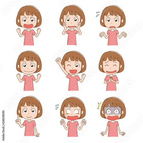 色々な表情の女性のイラスト 喜怒哀楽 Buy This Stock Vector And Explore Similar Vectors At Adobe Stock Adobe Stock