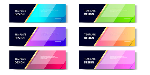 Wall Mural - 6 Set of Abstract geometric business banner template with vibrant dynamic color gradation in blue, purple, red, orange and green