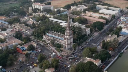 Wall Mural - Church in Tiruchirappali, India, 4k aerial footage