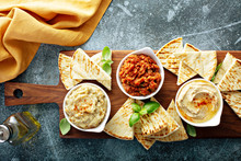 Mediterranean Mezze Board With Pita And Dips