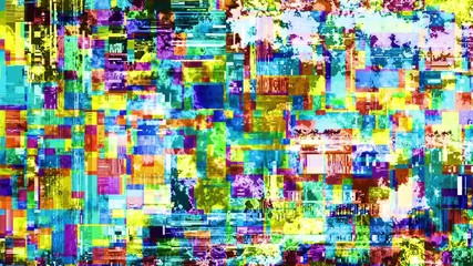 Poster - Abstract fast flickering texture with noise artifacts codec. Looping video interference footage. Imitation of a Datamoshing video.