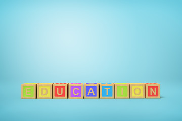 Fototapete - 3d rendering of alphabet toy blocks on blue background.