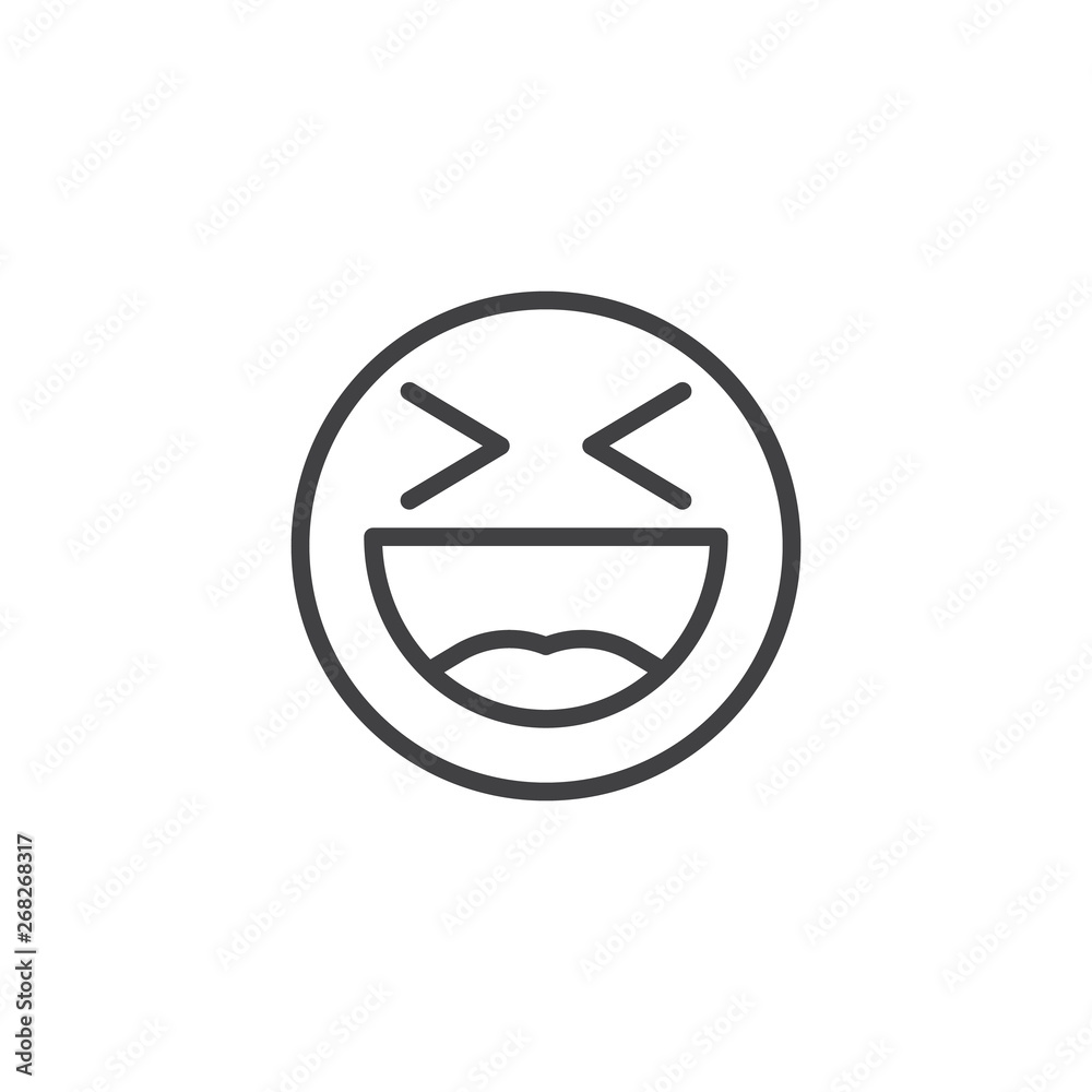 Laughing face emoji line icon. Happy smiley linear style sign for mobile  concept and web design. Smiling Face With Open Mouth emoticon outline  vector icon. Symbol, logo illustration. Vector graphics Stock Vector |, image size:1000x1000