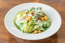 Caesar Salad On White Plate