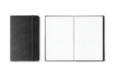 Poster - Black closed and open notebooks isolated on white