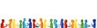 © melita - Community. Crowd talking. Association or meeting organization. Large group of people talking. Partnership concept. Formation. Unity and teamwork cooperation. Business people. Rainbow colors silhouette