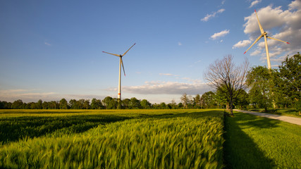 Windräder im deutschen Flachland