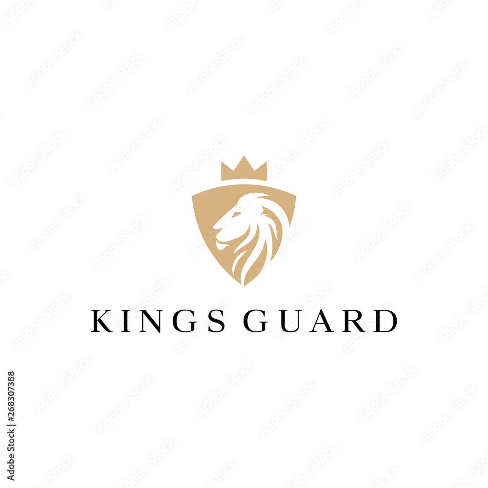 lion king shield guard vector logo design Stock Vector | Adobe Stock