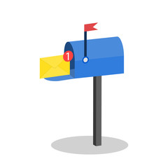 Poster - Mailbox with a new letter. Isometric.