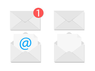 Poster - Letters. Open envelope and closed envelope. A new message and email.