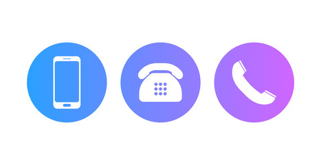 Aufkleber - Set of phone icons. Mobile, landline phone and handset.