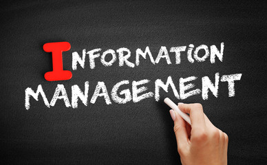Poster - Information management text on blackboard, business concept background