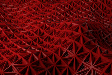 Poster - 3d render plastic background with reflections. Displacement surface. Random patterns extruded from the wavy shape.