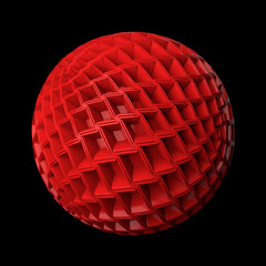 Poster - 3d render abstract background. Displacement surface. Random patterns extruded from the sphere shape.