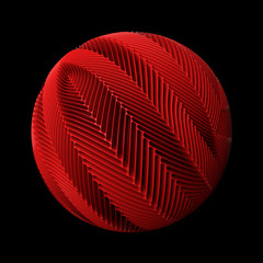 Poster - 3d render abstract background. Displacement surface. Random patterns extruded from the sphere shape.