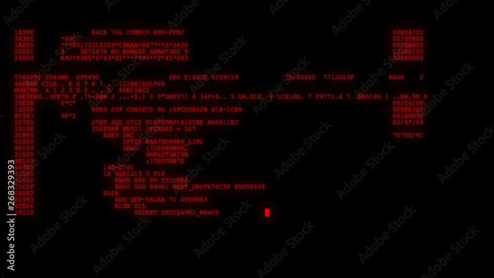 encrypted programming security hacking code data flow stream on display ...