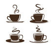 Coffee cup icon. Set of vector cups with coffee. Coffee cup logo.