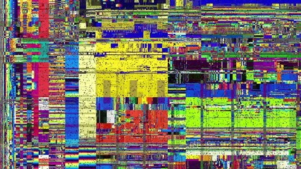 Poster - Abstract fast flickering texture with noise artifacts codec. Looping video interference footage. Imitation of a Datamoshing video.