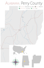  Large and detailed map of Perry county in Alabama, USA