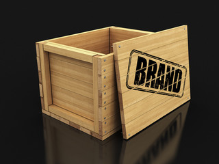 Poster - Wooden crate with Brand. Image with clipping path