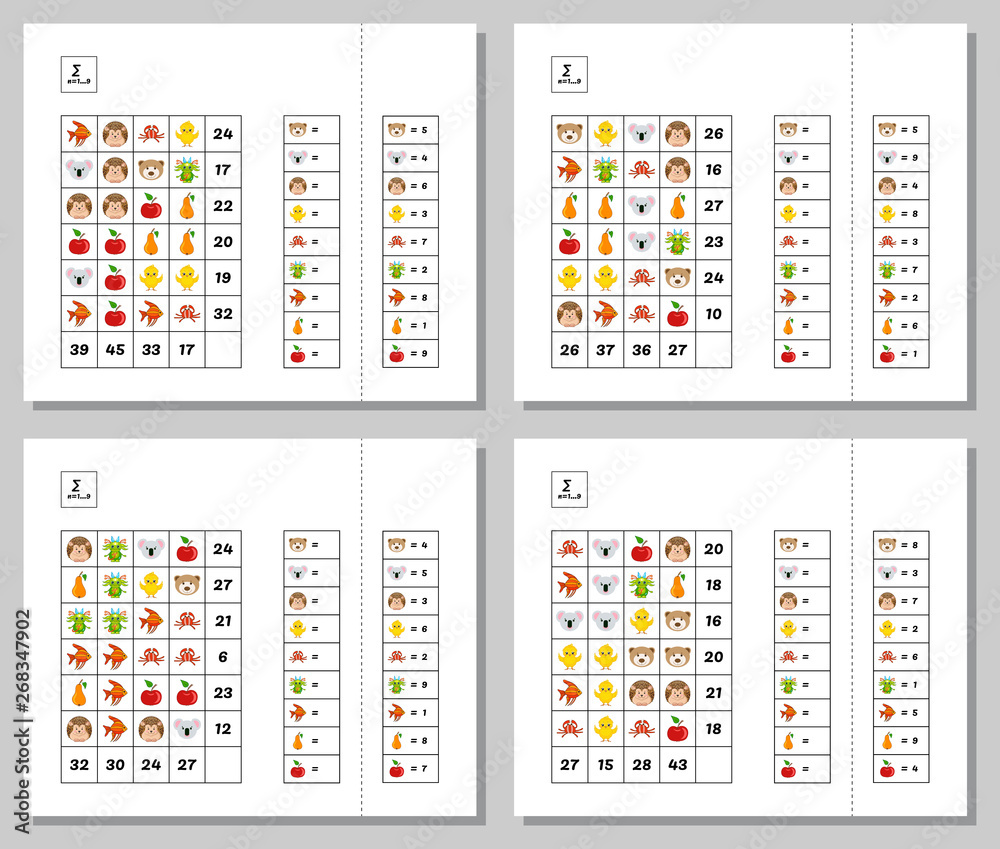 Stock Math Testing Kids Vector de Stock Mathematics educational game for children. Math Puzzle ...