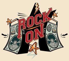 Sticker - Rock on - music design with loudspeakers