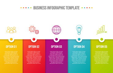 Wall Mural - Chart with colorful business icons - infographic template. Vector