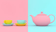 stylized teapot with cups background