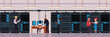 © sabelskaya - Data center or server room with technology workers flat vector illustration.