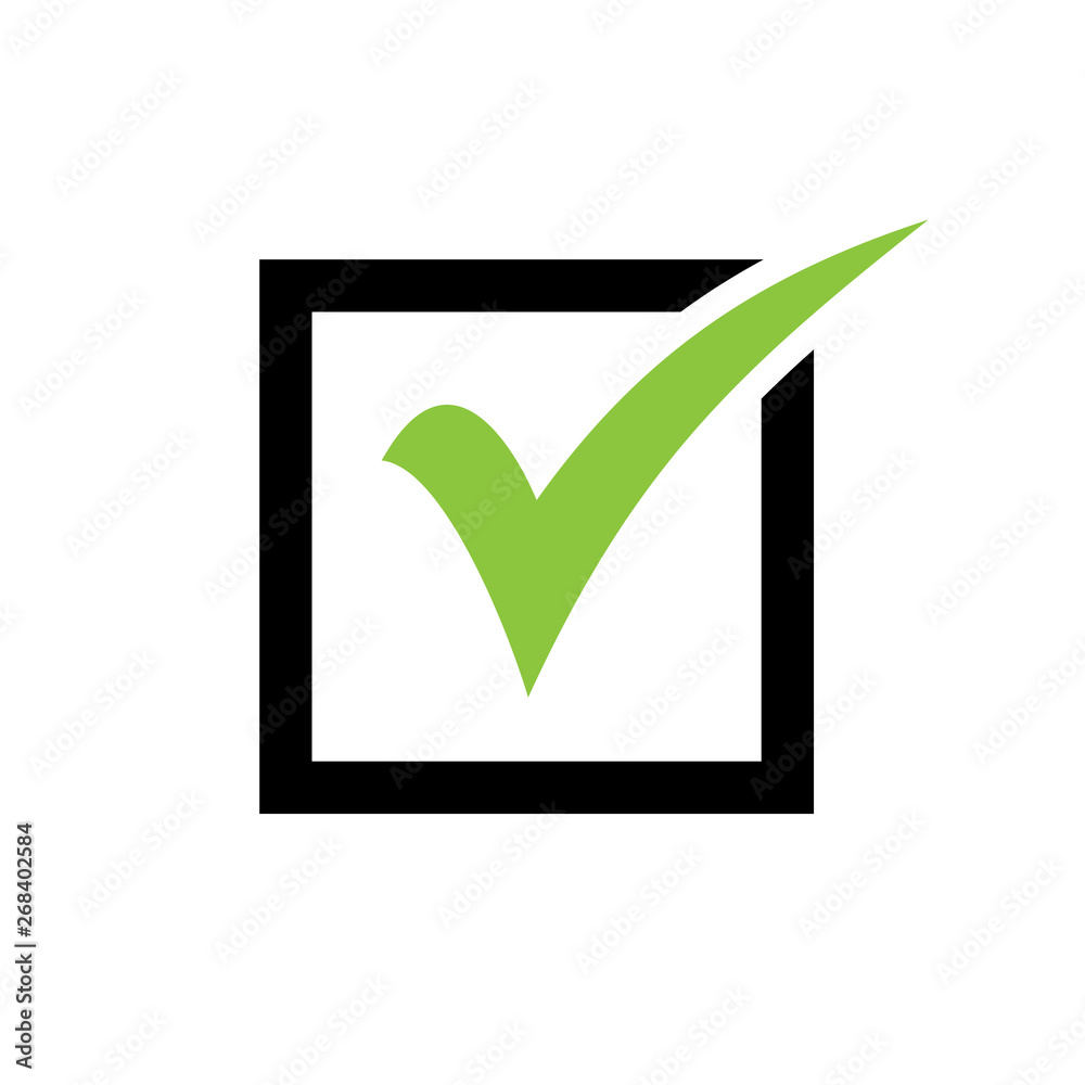 Green check mark icon in a box. Tick symbol in green color. check icon ...