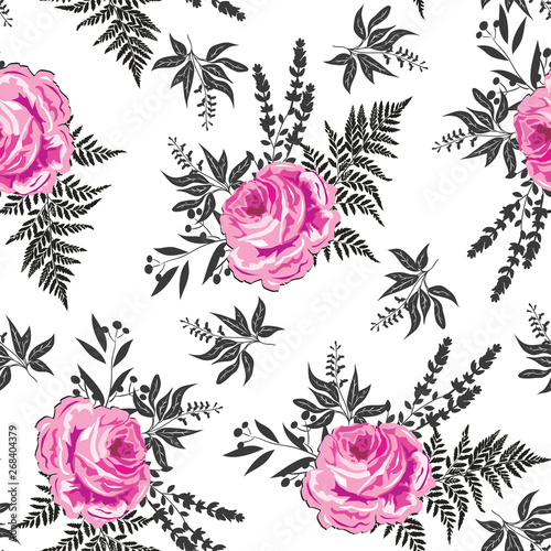 beautiful rose flower with branches pattern