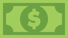 Dollar Bill, Green Currency Banknote, Cash And Money Symbol. Flat Vector Illustration.