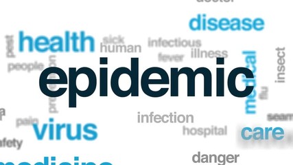 Wall Mural - Epidemic animated word cloud. Kinetic typography.