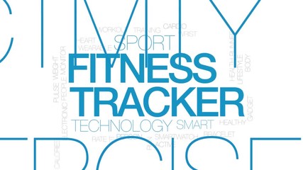 Sticker - Fitness tracker animated word cloud. Kinetic typography.